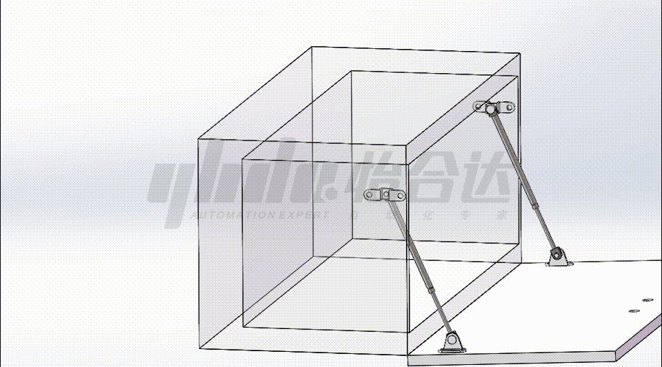 gas spring opening downwards