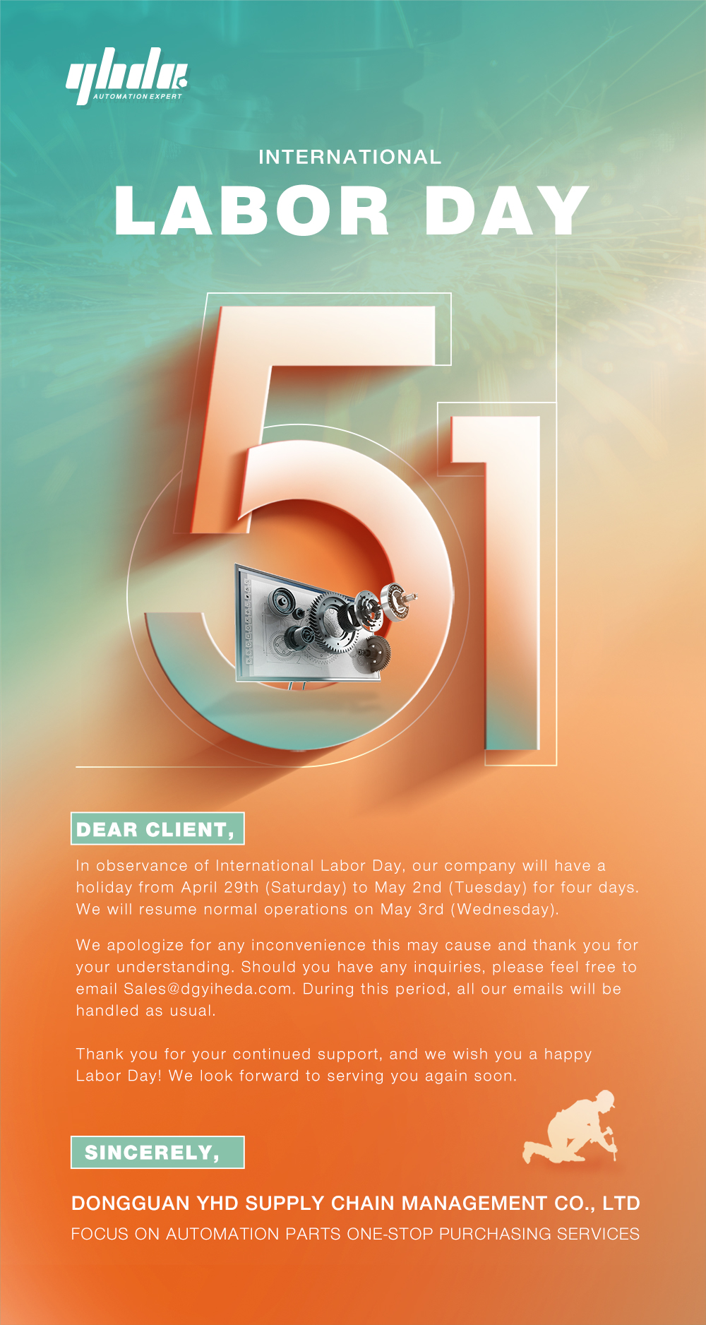 2023 International Labor Day Holiday Notice